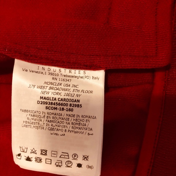 NWT Moncler maglia jacket in red size small - Picture 6 of 6